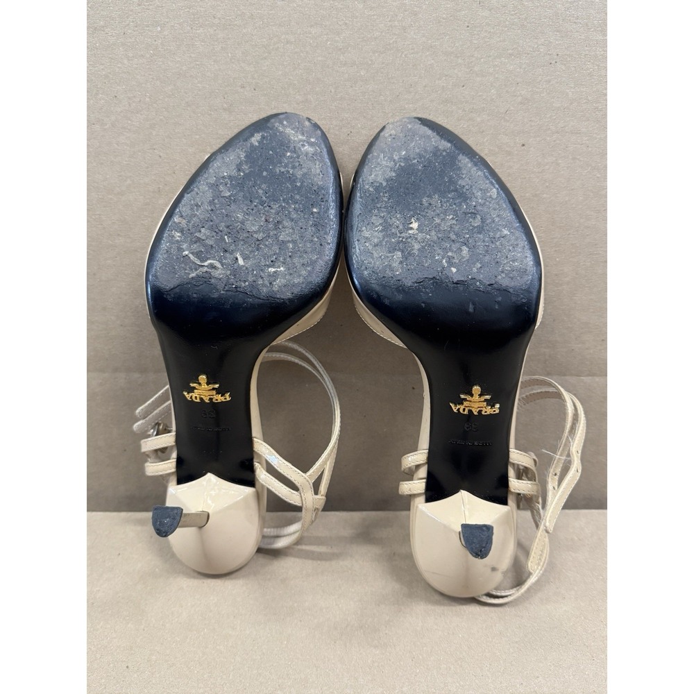 Prada Womens Patent Leather Strap Sandals Beige Size 39 - Picture 7 of 10